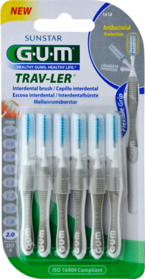 GUM TRAV-LER 2,0mm Kerze grau Interdental+6Kappen